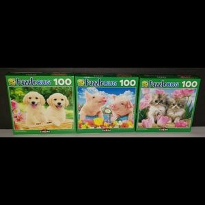 NIB (3) PuzzleBug 100 Piece Puzzles